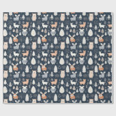 Skandinavische Waldtiere Weihnachten Geschenkpapier (Flach)