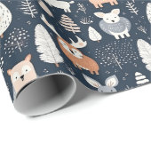 Skandinavische Waldtiere Weihnachten Geschenkpapier (Rolleneckpunkt)