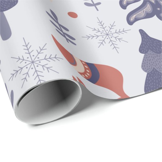 Skandinavische Waldtiere Weihnachten Geschenkpapier (Rolleneckpunkt)