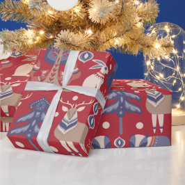 Skandinavische Waldtiere Weihnachten Geschenkpapier