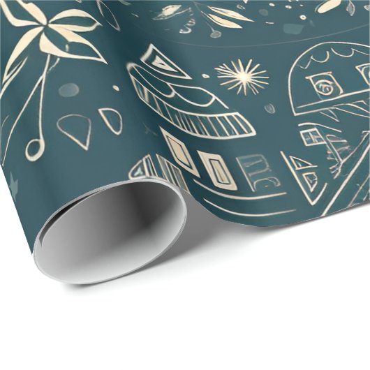 Skandinavische Waldtiere Weihnachten Geschenkpapier (Rolleneckpunkt)