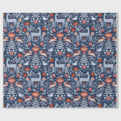 Skandinavische Waldtiere Weihnachten Geschenkpapier (Flach)