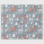 Skandinavische Waldtiere Weihnachtsfeiertag Geschenkpapier (Flach)