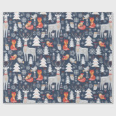 Skandinavische Waldtiere Weihnachtsfeiertag Geschenkpapier (Flach)