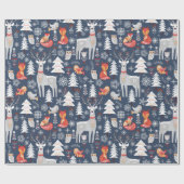 Skandinavische Waldtiere Weihnachtsfeiertag Geschenkpapier (Flach)