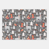 Skandinavische Waldtiere Weihnachtsfeiertag Geschenkpapier Set (Vorderseite)