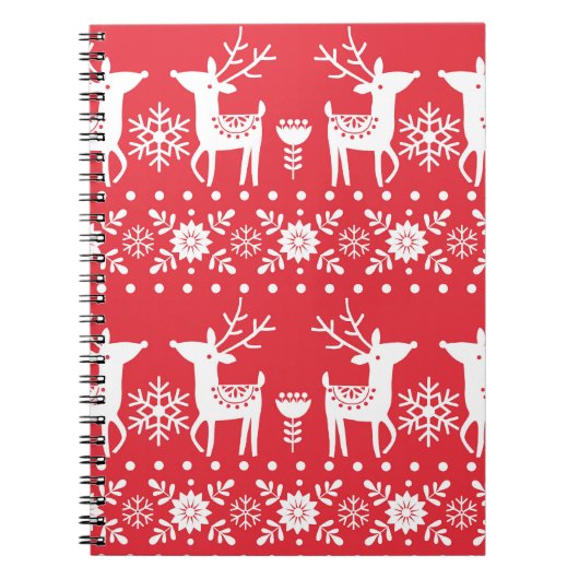 Skandinavische Weihnachten: Schneeflocken & Hirsch Notizblock (Vorderseite)