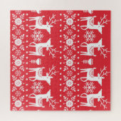 Skandinavische Weihnachten: Schneeflocken & Hirsch Puzzle (Horizontal)