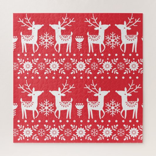 Skandinavische Weihnachten: Schneeflocken & Hirsch Puzzle (Vertikal)
