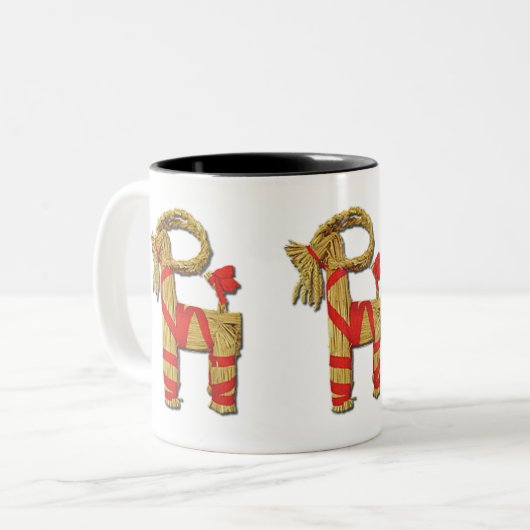 Skandinavische Weihnachten-Ziege Zweifarbige Tasse (Vorderseite Links)