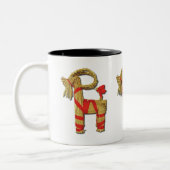 Skandinavische Weihnachten-Ziege Zweifarbige Tasse (Links)