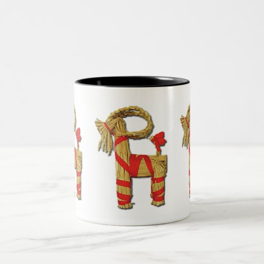 Skandinavische Weihnachten-Ziege Zweifarbige Tasse (Mittel)
