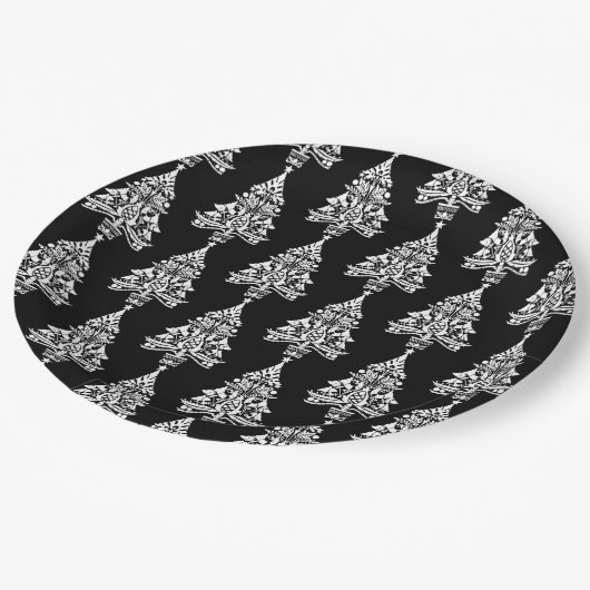 Skandinavische Weihnachtsbaumdekorationen Pappteller (Schrägansicht)