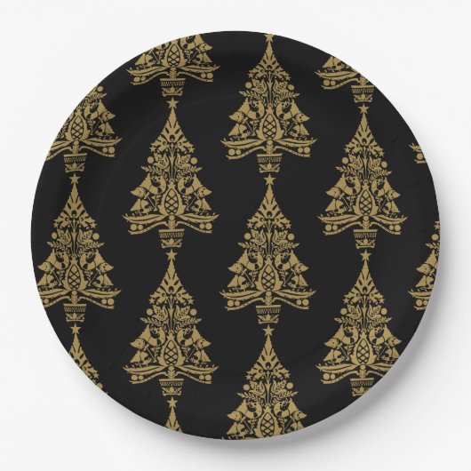 Skandinavische Weihnachtsbaumdekorationen Pappteller (Vorderseite)