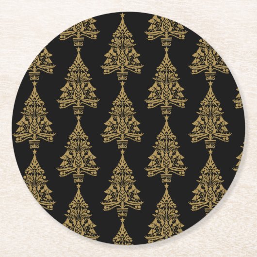 Skandinavische Weihnachtsbaumdekorationen Runder Pappuntersetzer (Vorderseite)