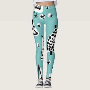 Skandinavische Weihnachtsbäume: Vintage Grafik. Leggings
