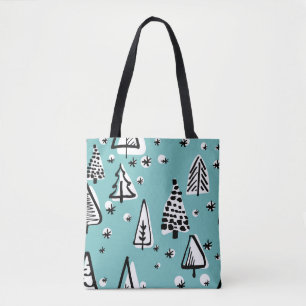Skandinavische Weihnachtsbäume: Vintage Grafik. Tasche
