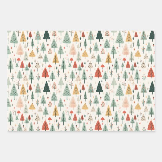 Skandinavische Weihnachtsbaumen Nordic Geschenkpapier Set (Vorderseite 2)