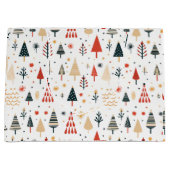 Skandinavische Weihnachtsbaumen Nordic Große Geschenktüte (Vorderseite)
