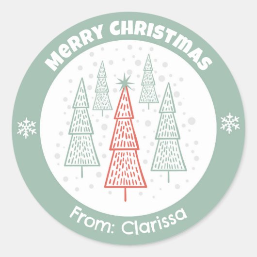 Skandinavische Weihnachtsbaumklammern Runder Aufkleber (Vorderseite)