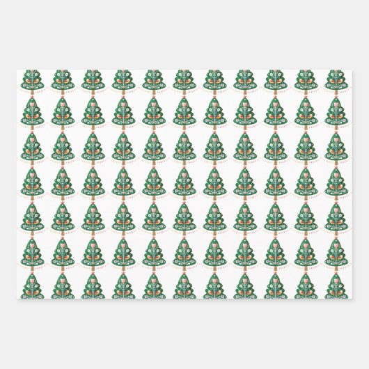 Skandinavische Weihnachtsbaumkunst Geschenkpapier Set (Vorderseite)