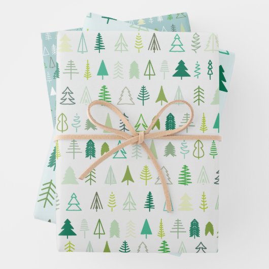 Skandinavische Weihnachtsbaummuster Geschenkpapier Set (Beispiel)