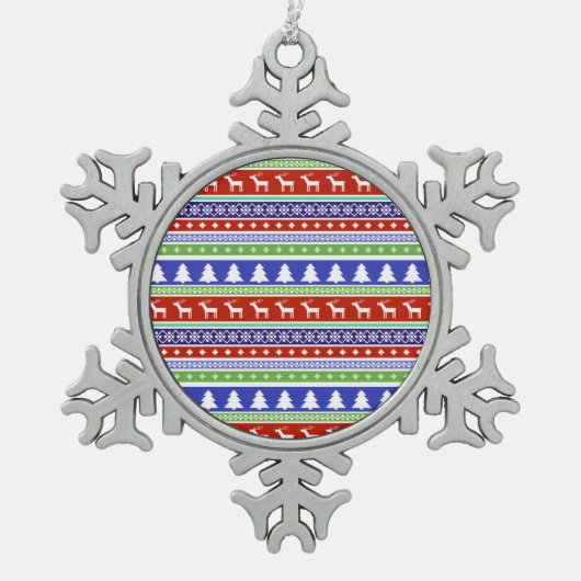 skandinavische Weihnachtsbaumschmuck Schneeflocken Zinn-Ornament (Vorderseite)