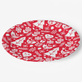 Skandinavische Weihnachtsdekorationen Pappteller (Schrägansicht)