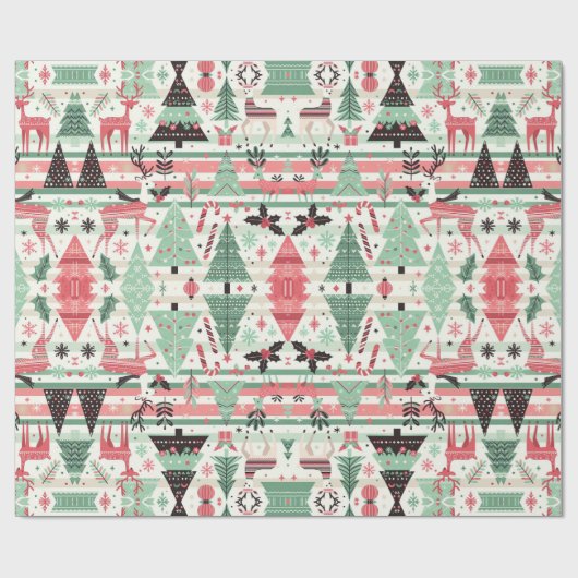 Skandinavische Weihnachtsfeiertage-Muster Geschenkpapier (Flach)