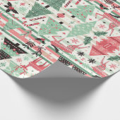 Skandinavische Weihnachtsfeiertage-Muster Geschenkpapier (Ecke)