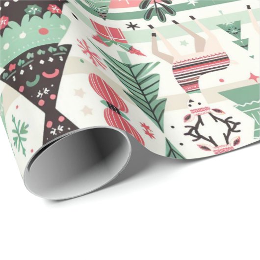Skandinavische Weihnachtsfeiertage-Muster Geschenkpapier (Rolleneckpunkt)