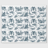 Skandinavische WeihnachtsFolklore Art Floral Blue  Geschenkpapier (Flach)