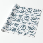 Skandinavische WeihnachtsFolklore Art Floral Blue  Geschenkpapier (Ungerollt)