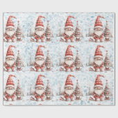 Skandinavische Weihnachtsgnome Red Berries Geschenkpapier (Flach)