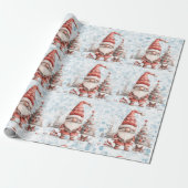 Skandinavische Weihnachtsgnome Red Berries Geschenkpapier (Ungerollt)