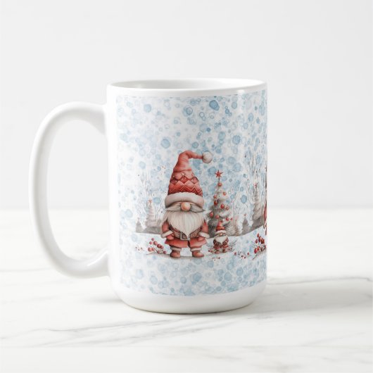 Skandinavische Weihnachtsgnome Red Berries Kaffeetasse (Links)