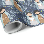 Skandinavische Weihnachtskrippe Geschenkpapier (Rolleneckpunkt)