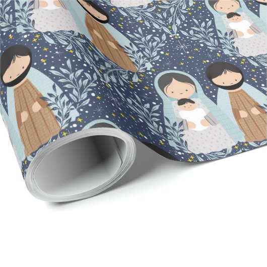 Skandinavische Weihnachtskrippe Geschenkpapier (Rolleneckpunkt)