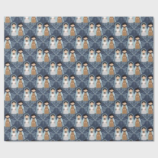 Skandinavische Weihnachtskrippe Geschenkpapier (Flach)