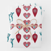 Skandinavische Weihnachtslieder Rentier Red Bauble Geschenkpapier Set (Beispiel)