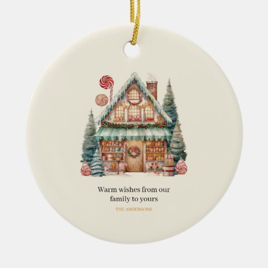 Skandinavische Weihnachtsmagie Keramik Ornament (Vorne)