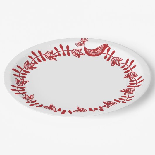 Skandinavische Weihnachtsmann-Teller Pappteller (Schrägansicht)