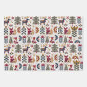 Skandinavische Weihnachtsrinder Geschenkpapier Set (Vorderseite 2)