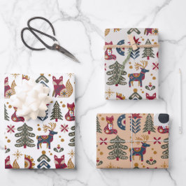 Skandinavische Weihnachtsrinder Geschenkpapier Set