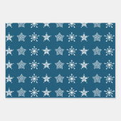 Skandinavische Weihnachtssterne, weiß blau Geschenkpapier Set (Vorderseite)