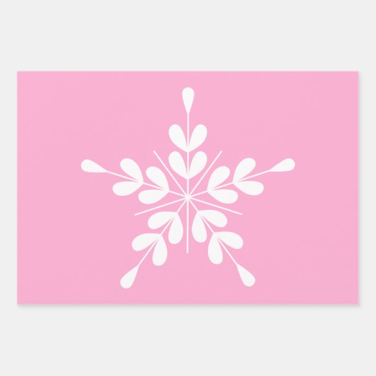 Skandinavische Weihnachtssterne weiß pink Geschenkpapier Set (Vorderseite 3)