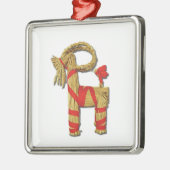Skandinavische Weihnachtsstroh-Weihnachten-Ziege Silbernes Ornament (Links)
