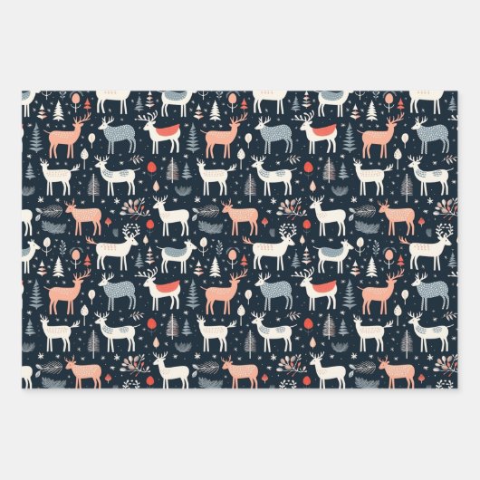 skandinavische Weihnachtstiere Geschenkpapier Set (Vorderseite 3)