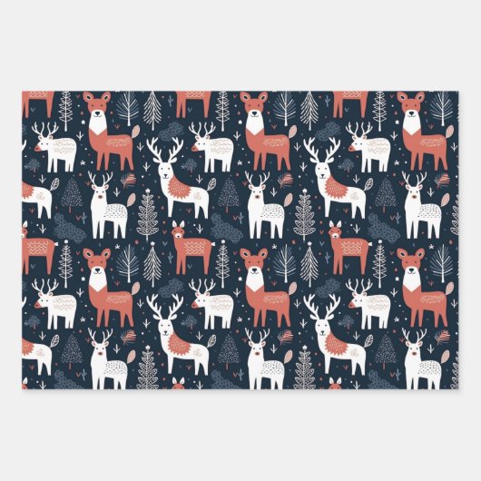 skandinavische Weihnachtstiere Geschenkpapier Set (Vorderseite 2)