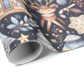 Skandinavische Weihnachtsvolkskunst Geschenkpapier (Rolleneckpunkt)